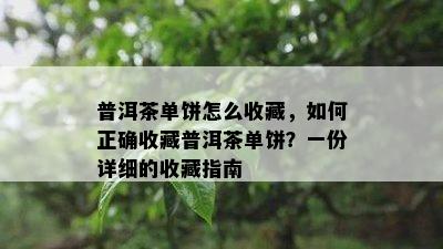 普洱茶单饼怎么收藏，怎样正确收藏普洱茶单饼？一份详细的收藏指南