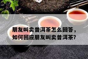 朋友叫卖普洱茶怎么回答，如何回应朋友叫卖普洱茶？