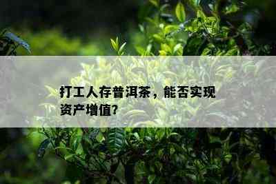 打工人存普洱茶，能否实现资产增值？