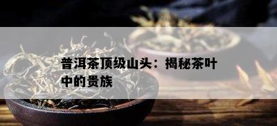 普洱茶顶级山头：揭秘茶叶中的贵族