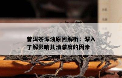 普洱茶浑浊起因解析：深入熟悉作用其清澈度的因素