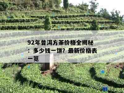 92年普洱方茶价格全揭秘：多少钱一饼？最新价格表一览