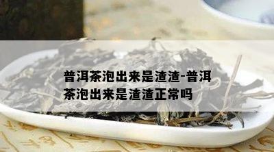 普洱茶泡出来是渣渣-普洱茶泡出来是渣渣正常吗