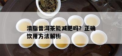 清脂普洱茶能减肥吗？正确饮用方法解析