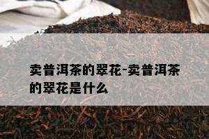 卖普洱茶的翠花-卖普洱茶的翠花是什么