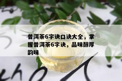 普洱茶6字诀口诀大全，掌握普洱茶6字诀，品味醇厚韵味