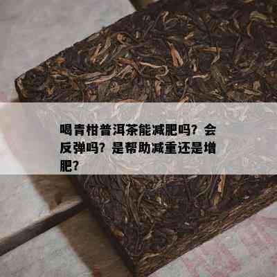 喝青柑普洱茶能减肥吗？会反弹吗？是帮助减重还是增肥？