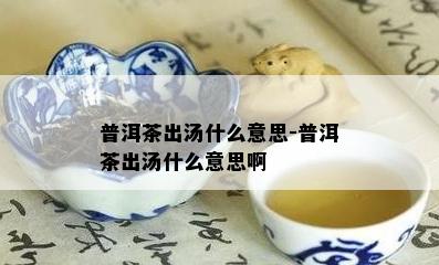 普洱茶出汤什么意思-普洱茶出汤什么意思啊