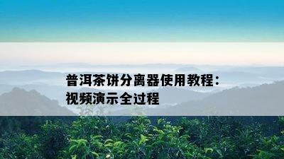 普洱茶饼分离器采用教程：视频演示全过程