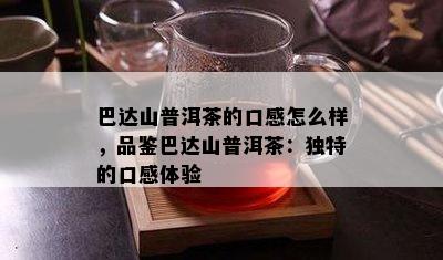 巴达山普洱茶的口感怎么样，品鉴巴达山普洱茶：特别的口感体验