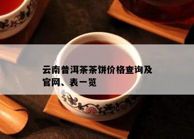 云南普洱茶茶饼价格查询及官网、表一览