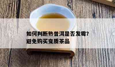 怎样判断熟普洱是不是发霉？避免购买变质茶品