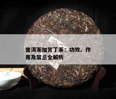 普洱茶加苦丁茶：功效、作用及禁忌全解析