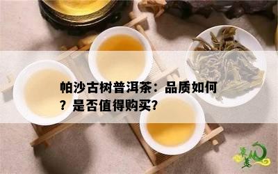 帕沙古树普洱茶：品质如何？是否值得购买？