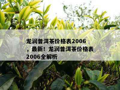 龙润普洱茶价格表2006，最新！龙润普洱茶价格表2006全解析