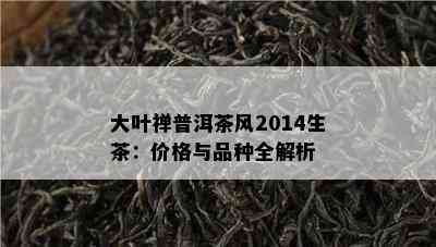 大叶禅普洱茶风2014生茶：价格与品种全解析