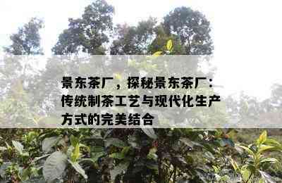 景东茶厂，探秘景东茶厂：传统制茶工艺与现代化生产方法的完美结合