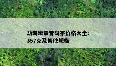 勐海班章普洱茶价格大全：357克及其他规格