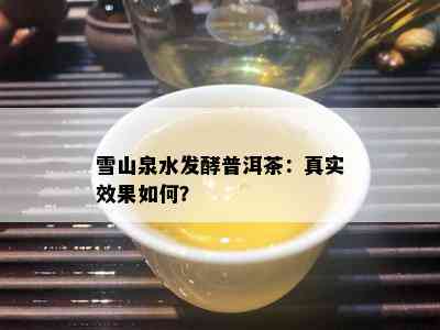 雪山泉水发酵普洱茶：真实效果怎样？