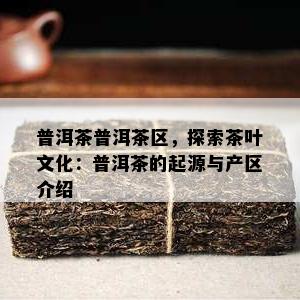 普洱茶普洱茶区，探索茶叶文化：普洱茶的起源与产区介绍