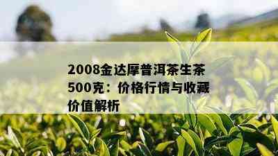 2008金达摩普洱茶生茶500克：价格行情与收藏价值解析