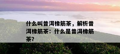 什么叫普洱橡筋茶，解析普洱橡筋茶：什么是普洱橡筋茶？