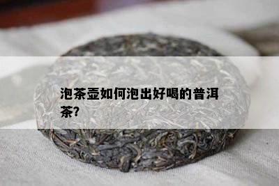 泡茶壶怎样泡出好喝的普洱茶？