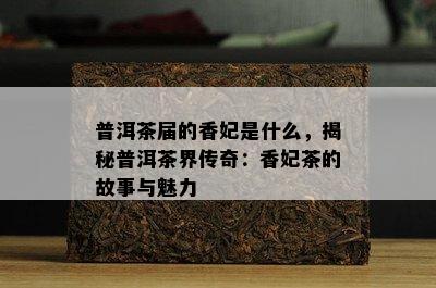 普洱茶届的香妃是什么，揭秘普洱茶界传奇：香妃茶的故事与魅力