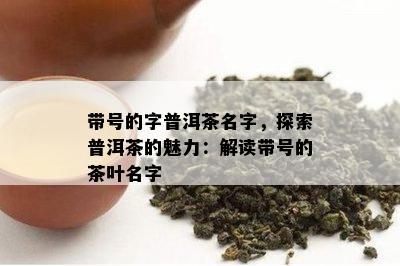 带号的字普洱茶名字，探索普洱茶的魅力：解读带号的茶叶名字