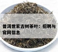 普洱世家古树茶叶：招聘与官网信息