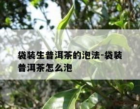 袋装生普洱茶的泡法-袋装普洱茶怎么泡