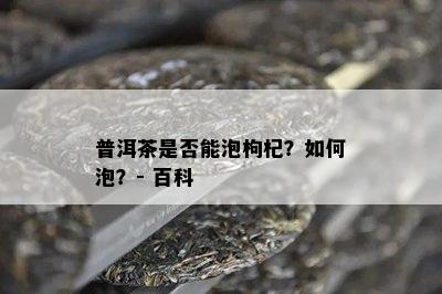 普洱茶是否能泡枸杞？如何泡？- 百科