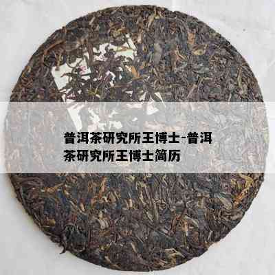 普洱茶研究所王博士-普洱茶研究所王博士简历