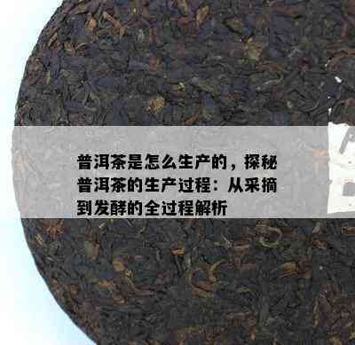 普洱茶是怎么生产的，探秘普洱茶的生产过程：从采摘到发酵的全过程解析