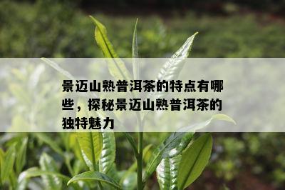 景迈山熟普洱茶的特点有哪些，探秘景迈山熟普洱茶的特别魅力