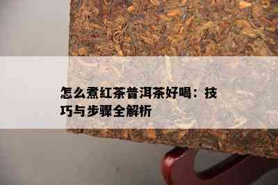 怎么煮红茶普洱茶好喝：技巧与步骤全解析