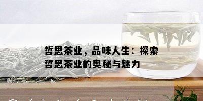 哲思茶业，品味人生：探索哲思茶业的奥秘与魅力