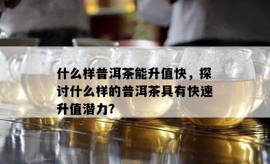 什么样普洱茶能升值快，探讨什么样的普洱茶具有快速升值潜力？