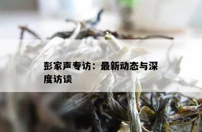 彭家声专访：最新动态与深度访谈