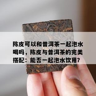 陈皮可以和普洱茶一起泡水喝吗，陈皮与普洱茶的完美搭配：能否一起泡水饮用？