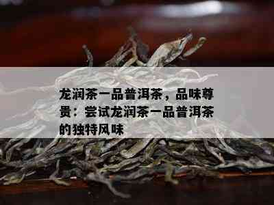 龙润茶一品普洱茶，品味尊贵：尝试龙润茶一品普洱茶的独特风味