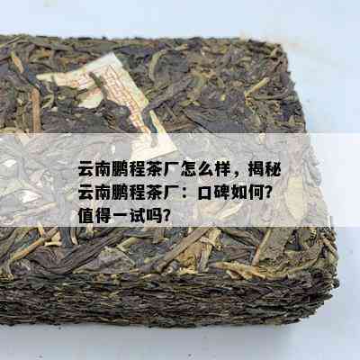 云南鹏程茶厂怎么样，揭秘云南鹏程茶厂：口碑如何？值得一试吗？