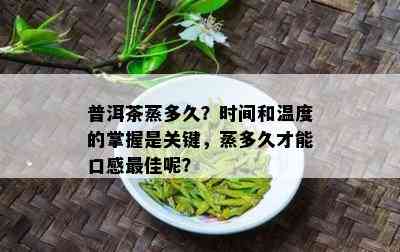 普洱茶蒸多久？时间和温度的掌握是关键，蒸多久才能口感更佳呢？