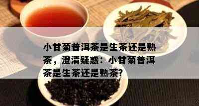 小甘菊普洱茶是生茶还是熟茶，澄清疑惑：小甘菊普洱茶是生茶还是熟茶？