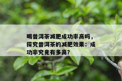 喝普洱茶减肥成功率高吗，探究普洱茶的减肥效果：成功率究竟有多高？