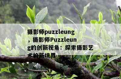 摄影师puzzleung，摄影师Puzzleung的创新视角：探索摄影艺术的新境界