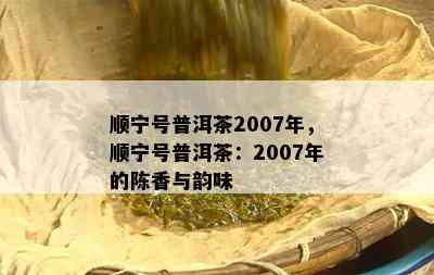 顺宁号普洱茶2007年，顺宁号普洱茶：2007年的陈香与韵味