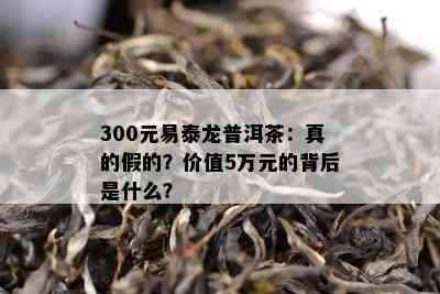 300元易泰龙普洱茶：真的假的？价值5万元的背后是什么？