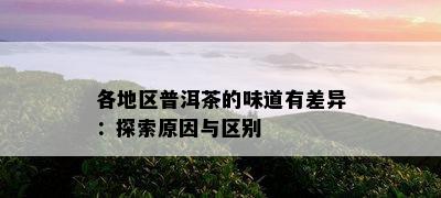 各地区普洱茶的味道有差异：探索起因与区别