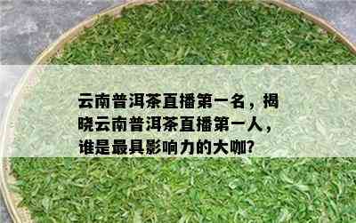 云南普洱茶直播之一名，揭晓云南普洱茶直播之一人，谁是更具作用力的大咖？